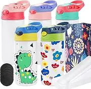 Joyclub 5 Pack Kids Tumbler With Lid and Straw 12 oz Stainless Steel Sublimation Water Bottles for DIY Insulated Heat Press Print