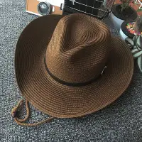 在飛比找Yahoo!奇摩拍賣優惠-牛仔帽子男西班牙草帽女夏天出游防曬大沿遮陽帽可折疊編織沙灘帽