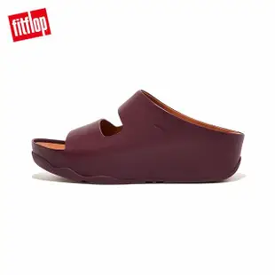 【FitFlop】SHUV TWO-BAR LEATHER SLIDES 簡約造型全皮革雙帶涼鞋-女(梅紅色)
