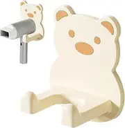 Hair Dryer Rack - Adhesive Hug Bear Wall Mounted Blow Dryer Rack | Multifunctional Waterproof Bathroom Storage for Curling Iron
