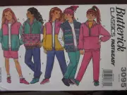 3095 Vintage Butterick Classics Sewing Pattern Girl Sweat Shirt Pants UNCUT FAST