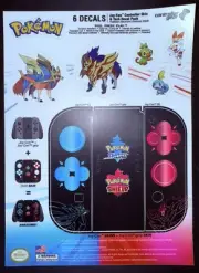 Pokemon Sword / Shield Nintendo Switch Controller Set of 6 Decals Sticker RARE