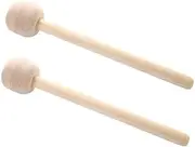 AIMALL Professional Wool Felt Drum Mallets, 12.59-Inch Maple Drumsticks for Snare and Bass Drums, Percussion Instrument Accessories, 2-Pack