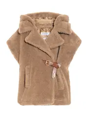 [Max Mara] Max Mara-Cappa Gilet In Tessuto Teddy-Donna S/M
