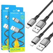 2X Borofone BX83 1M USB A to Lightning Silicone Fast Charging Charger Data Sync Cable Cord For iPhone/iPad