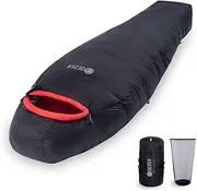 QEZER Winter Sleeping Bag for Adults, Lightweight Down Sleeping Bag -20 Degree C for Cold Weather Camping and Mountaineering Outdoor with 650 FP Duck Down