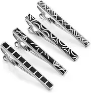 [KUHBDIE] Black Enamel Tie Clip Set Vine Pattern Tie Clip Men's Suit Accessories