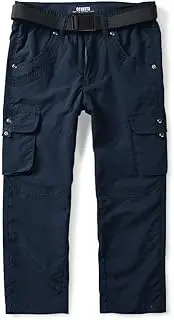 [OCHENTA] Men's & Boy's Pull on Casual Cargo Hiking Pants, Quick Dry Outdoor Camping Fishing, Rivet Blue, 9-10 Years