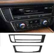 2pcs Carbon Fiber CD AC Console Interior Sticker Trim For Audi A6 A7 2012-18