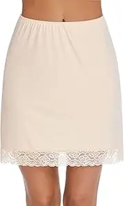 [Avidlove] Women's Lace Half Slip with Single Side Slit Lace Trim Above Knee Half Slip