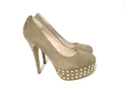 Verali Size 10 Womens Gold Color Glitz Shine Stud Detail Platform Heels