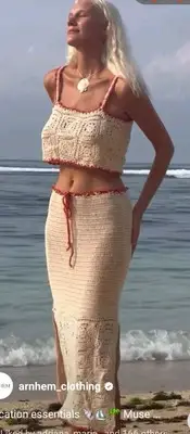 Arnhem Mystic Crochet Boho Gypsy Hippie Festival Midi Skirt 10 Rrp $199