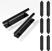 8 Pack Self-Stick Push Pull Helper Black Hidden Cabinet Handle ABS Plastic Door Window Wardrobe Handle Instant Cabinet Drawer Furniture Handles (Black)
