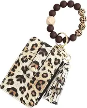 [Generic] Bohemian Bracelet Card Holder, PU Leather Card Wallet, Trendy Design with Pearl Cable, Ideal for Storing Identity Cards, Credit Cards and Keys