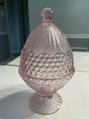 Gorham Germany Pink Glass Egg Shaped Oval Shaped Lidded Candy Dish NWT