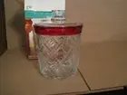 INDIANA GLASS RUBY FLASH LATTICE BISCUIT COOKIE JAR/BARREL #3122--NEW