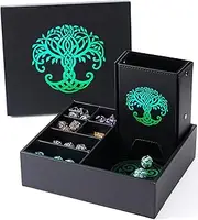 Dice Tray and Dice Tower for DND and RPG - All-in-One Game Roamer Tray & Large Tower for Random Rolls - Stores Your Sets, Mini's and More Compatible with D&D (Green Tree)