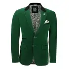 Mens Soft Velvet Blazer Slim Fit Vintage Casual Smart Black Trim Dinner Jacket