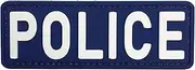 uuKen PVC Police Patch 4"x1.4" Navy Blue with Hook Fastener Back for Hat Bags Backpacks (Navy Blue)