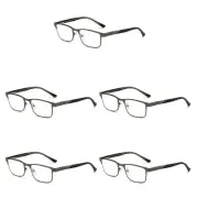 5 PK Mens Metal Frame Blue Light Blocking Reading Glasses Spring Hinge Readers