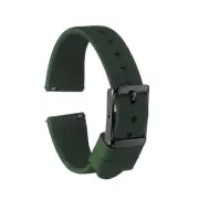 Silicone Watch Band 18mm Quick Release Watch Strap with Black Clasp, Deep Green