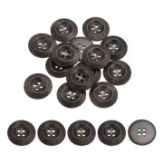80Pcs Wooden Buttons 25mm 4 Hole Round Wood Sewing Button Craft, Dark Brown