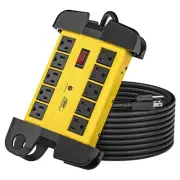 CRST 10-Outlets Heavy Duty Power Strip 2800J Surge Protector 15 ft Power cord