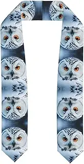 [SKKNT] Snowy Owl Eyes Print Graduation Shawl Stole For Academic Commencements Honor Sash Congratulations Gift
