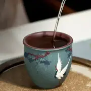 220ml Handpainted Handmade Purple Clay Crane Pattern Tea Cup Master Cup Tea Set