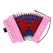 Accordion, 10 Keys Button Accordion Mini Musical Instrument, Light Pink
