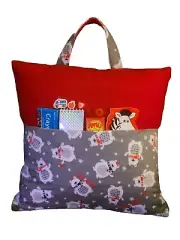 Travel and Reading Pillow with Fun Activities - Red and Gray with Polar Bears