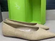 Sam Edelman Wanda Pointed Toe Flats Size 7 Raffia Neutral Color Slip On Shoes