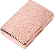 [HAPUTDY] Classic Vintage Metal Cigarette Case/Storage Box, Can Hold 100’s 16 pcs (Pink Gold)