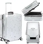 [CHANEDE] Clear Suitcase Cover PVC Protector with Zip, Waterproof Transparent Luggage Cover Protective Bag, for Plastic Trolley Case Cover Protect Suitcases from Scratch for Travel Accessories (24 inch)