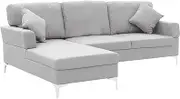 Sarantino Linen Corner Sofa Couch Lounge L-Shape w/Right Chaise Seat Light Grey