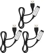 Create idea 3Pcs 5-12V USB LED Strip Controller 3 Keys 4Pin Remote Controller USB to 3Pin 5V RGB LED Led Light Switch Cable for LED Strip Light Black 51cm