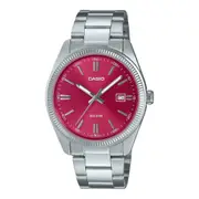 Casio Men’s Watch MTP-1302PD-4AVEF Red Dial Stainless Steel Quartz 50M Date 38mm