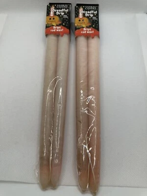 YANKEE CANDLE DREADFUL DRIP CANDLES DRIPS RED WAX 12” 2 PAIR