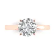14K Rose Gold Solitaire Promise Ring, 2 ct Round Cut Simulated Diamond
