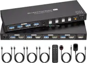 8K HDMI KVM Switch 4 Computers 1 Monitor 8K 60Hz 4K 120Hz 4 Port KVM Switches fo