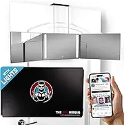 LIPFISBARBERSHOP.COM Door Mount, The 360° Mirror - 3 Way Mirror for Self Hair Cutting with Height Adjustable Telescoping Hooks (Black with LED Lights)