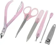 6 Pcs Pink Nail Cutter Manicure Cuticle Nipper Scissors Tools Set