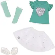 Glitter Girls – Glitter Girls Doll Clothes – Sparkly Heart Outfit – Ruffle Top & Skirt – 14" Doll Accessories – 3 Years + – Sparkling with Style!