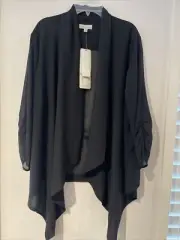 BNWT Autograph Black Lady Luxe 3/4 Sleeve Drape Chiffon Jacket. Size 14