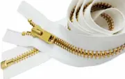 YKK #10 Brass Extra Heavy Jacket Zipper Bulk Chaps Separating BLK, WHT 121"-246"