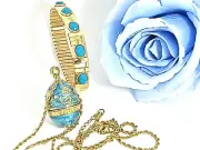 Turquoise Fabergé Easter Egg Faberge Egg Pendant Gold 24k + Bracelet HANDMADE