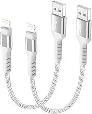 [Azhizco] iPhone Charger Cable 2Pack 0.3M USB A to Lightning Cable Apple MFi Certified iPhone Cable Nylon Braided Short Lightning Cable Fast Charging for iPhone 14 13 12 11 10 8 7 6 SE iPad iPod