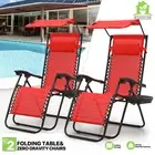2 Pcs [ADJUTABLE CANOPY] Zero Gravity Chair Patio Beach Sunshade Lounge Recliner