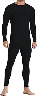 [Coreal] Mens Underwear Soft Thermal Wear for Men, Crew Neck Long Johns Base Layer with Fleece Lined Top & Bottom Set