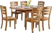 Solid Wood Dining Table and Chair Set Retractable Dining Table Kitchen Furniture 5 Piece Set (1 Table + 4 Chairs) 121.5x83.5x75cm